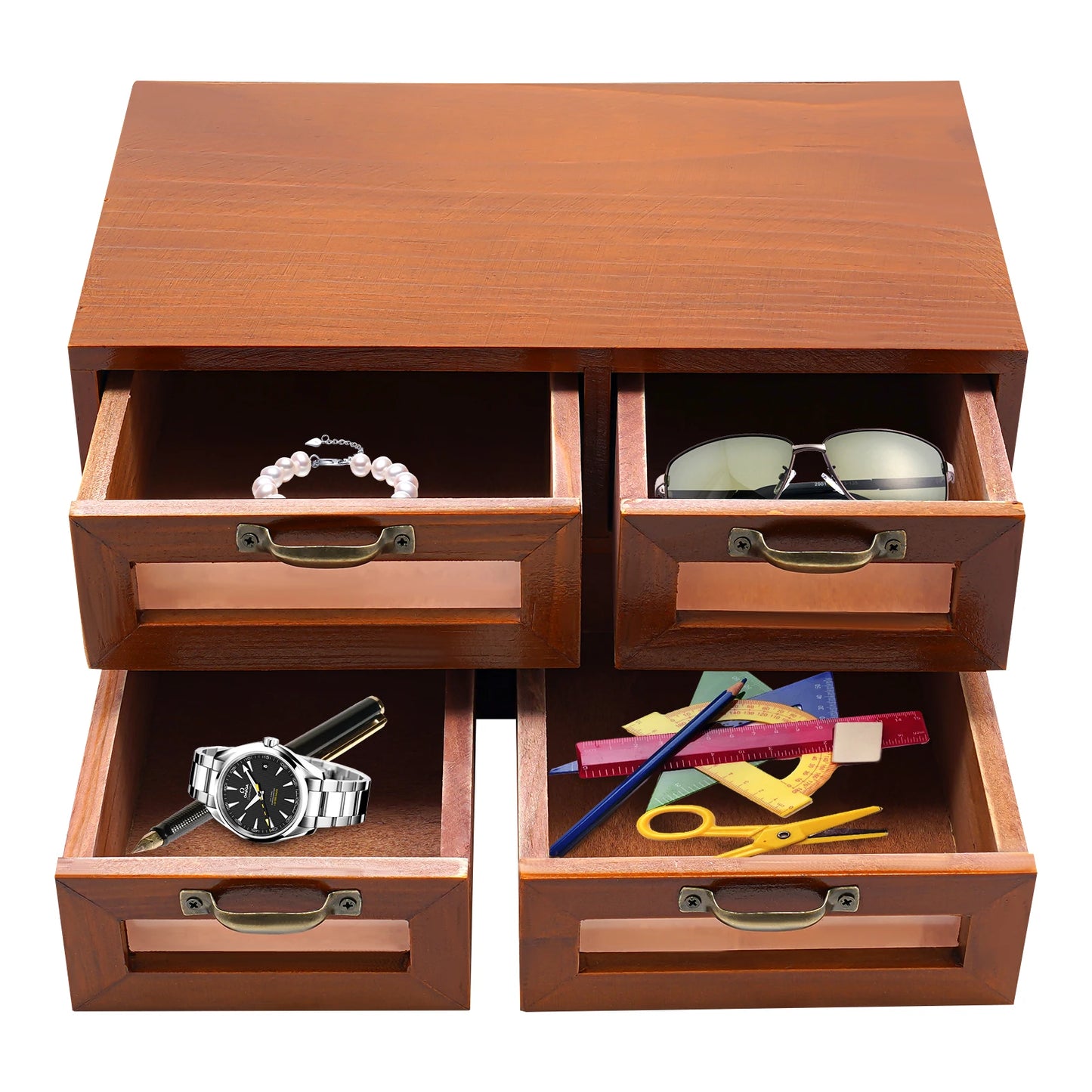 Lightweight Wooden Desktop Storage Cabinet Desk Organizer with Drawers Smooth Edge Environmentally Friendly Stable Construction