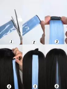 10 PCS Colored Clip In Hair Extensions 20 Inch Long Straight Hairpieces Clip In Synthetic, Halloween Cosplay Dress Up Fashion Party Christmas Carnival Music Festival New Year Gift For Women (RED)