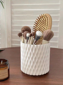 Rotatable Makeup Brush Storage Bucket, 1pc Lipstick Makeup Organizer, Plastic Makeup Tools Holder, Pen Storage Cup Container, Eyebrow Pencil Storage Box, Desk Organizer For Dresser, Bathroom, Office, Vanity & Countertop,Room,Home,Bedroom,Bathroom,House,Pi