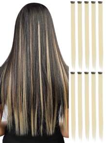 10 PCS Colored Clip In Hair Extensions 20 Inch Long Straight Hairpieces Clip In Synthetic, Halloween Cosplay Dress Up Fashion Party Christmas Carnival Music Festival New Year Gift For Women (RED)
