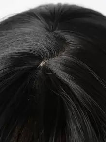 24 Inch Black Long Straight Synthetic Wig With Bangs Natural Black Heat Resistant