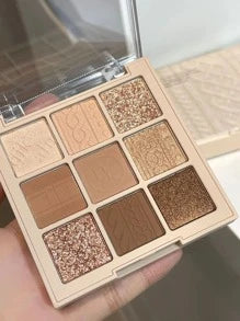 Eyeshadow Palette, 1Pc 9-Color Makeup Eyeshadow Palette Matte & Shimmer Long-Lasting Eye Shadow