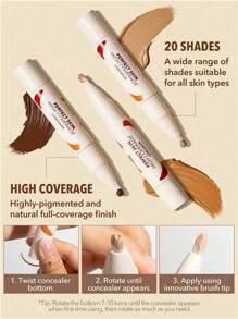 SHEGLAM Perfect Skin High Coverage Concealer-Sand 20 Shades Liquid Concealer Brush Moisturizing Weightless All-Day Hydrate Concealer Makeup Concealer Brand Beauty Makeup Face Paint Cosmetic For Women Girls Perfect For Fall Winter Ideal For Y2K Fancy Fashi