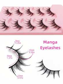 Asiteo 5 Pairs Manga Anime Lashes Natural Look Faux Mink Wispy Fluffy 3D Volume Eyelashes Korean Japanese Asian Cosplay Eyelashes