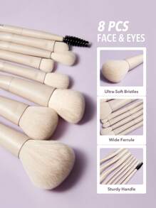 SHEGLAM Pro Core Brush Kit 8 Pcs/Set Professional Makeup Brushes Soft Brush Set With Face Brush, Eye Brush, Eyebrow Brush, Foundation Brush, Blush Brush, Highlighter Brush Portable Travel Makeup Brushes Makeup Tool Brand Beauty Makeup Face Paint Cosmetic