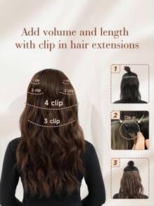 4Pcs  Clip in Hair Extensions Clip in Long Wavy Extensions Thick Long Hairpieces for Women Full Head 20 Inch Dark Brown with Auburn Brown Highlights