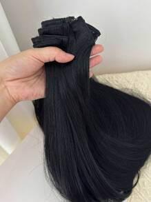Clip In Hair Extensions Natural Black Color 24 Inch 12 PCS Set Long Straight Hair Extension Synthetic Hairpieces For Women Girls Daily Use