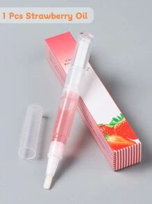 1pc 3ML Pink Red Nail Cuticle Oil Pen, Plant Nutrient Oil Moisturizing Anti-Barb Nail Edge Finger Nail Care Tool Random Version