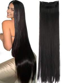 Black Extra Long Straight Hair 5 Clips Hair Extensions Ponytail Extension For Ladies Girls 20~40 Inches Clip In Extensions Hairpieces For Women Suitable For Various Occasions Including Music Festivals, Parties, Cosplay,Holidays And All Seasons