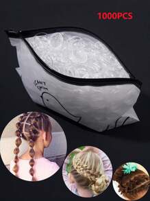 1 Pack Of 1000pcs Damage-Free Hair Ties, Disposable Hair Elastics, Hair Rollers, Heatless Curls, Hair Curler, Hair Products And Accessories For Barber Salon Beauty Back To School, Travel Holiday Essentials, Hair Curlers, Curly Hair Brush, Rollers, Curly H