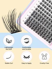 SANISHI Sanishi Lashes Eyelash Curler, 144pcs D-Curl 9-16mm Length, Faux Mink Individual Eyelash Clusters, Narrow & Thick Stem Eyelash Curler With Applicator, Glue & Sealer, Eyelash Curling Kitlash Clusters Kit,Lashes,Eyelashes,Fake Lashes