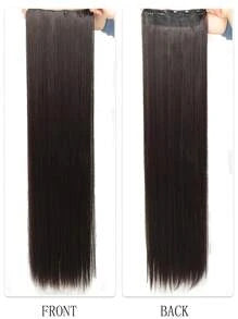 Black-Brown Extra Long Straight Hair Extensions, 20-40 Inch 5 Clips Synthetic Hair Extension Heat Resistant Fake Hairpiece For Women Chinese New Year, Music Festivals, Parties, Cosplay, Holidays And Daily Use