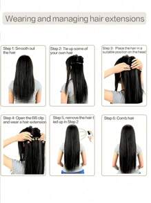 Black-Brown Extra Long Straight Hair Extensions, 20-40 Inch 5 Clips Synthetic Hair Extension Heat Resistant Fake Hairpiece For Women Chinese New Year, Music Festivals, Parties, Cosplay, Holidays And Daily Use