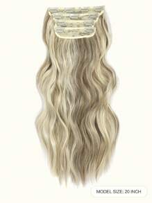 16inch 20inch Hair Extensions Clip In, 4PCS Wavy Hair Extension, Dark Blonde With Highlights Hair Extensions For Women