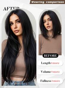 Clip In Hair Extensions Natural Black Color 24 Inch 12 PCS Set Long Straight Hair Extension Synthetic Hairpieces For Women Girls Daily Use