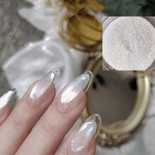 Pearl White Nails Glitter Dust Chrome Y2 1Box Moonlight White Chrome Powder Pigment For Glazed Donut Nail Art, Moonlight Powder Mirror Effect Glitter 1pc Eyeshadow Sticks DIY Nail Charms Nail Gems Nail Supplies