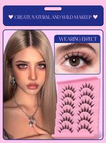 GROINNEYA Manga Lashes Clear Band Eyelashes Natural Crossed Wispy Fake Eyelashes Cosplay Makeup Tools(QY03) Strip Lashes, Lashes, Eyelashes, Fake Lashes