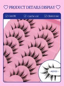 GROINNEYA Manga Lashes Clear Band Eyelashes Natural Crossed Wispy Fake Eyelashes Cosplay Makeup Tools(QY03) Strip Lashes, Lashes, Eyelashes, Fake Lashes