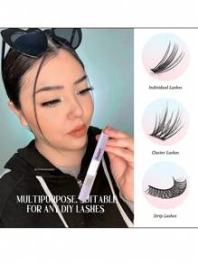 Lash Bond And Seal 6ml, Single Lash Glue And Seal Super Hold DIY Eyelash Extension 2-In-1 Kit, Lasts 48-72 Hours Waterproof Cluster Lash Glue, Suitable For Daily & Party Sensitive Eyes Eyelash Extension Cosmetics Lash Glue, Eyelash Glue