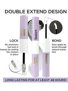 Lash Bond And Seal 6ml, Single Lash Glue And Seal Super Hold DIY Eyelash Extension 2-In-1 Kit, Lasts 48-72 Hours Waterproof Cluster Lash Glue, Suitable For Daily & Party Sensitive Eyes Eyelash Extension Cosmetics Lash Glue, Eyelash Glue