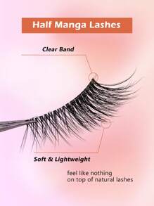 Asiteo Asiteo 7 Pairs Half Lashes Natural Look False Eyelashes Cat Eye Wispy Natural Half Eyelashes Clear Band Lashes