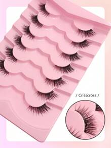 Asiteo Asiteo 7 Pairs Half Lashes Natural Look False Eyelashes Cat Eye Wispy Natural Half Eyelashes Clear Band Lashes