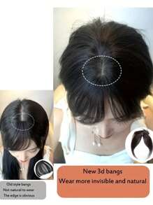 Women's Synthetic Hair Extension 3d Clip In Hairpiece, Heat Resistant Fringe, French Style Middle Part S