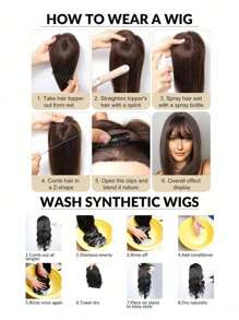 Women's Synthetic Hair Extension 3d Clip In Hairpiece, Heat Resistant Fringe, French Style Middle Part S