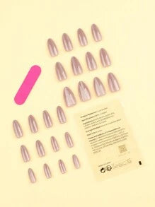 24Pcs Medium Nails Nude Cat Eye Press On Nails Fake Nails Manicure Set Includes 1Sheet Adhesive Tabs & 1Pc Mini File Perfect For Everyday Wear Nail Supplies Nails