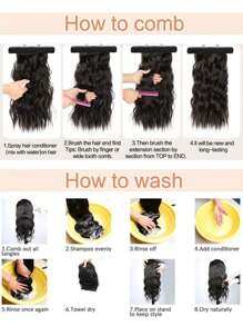 4Pcs  Clip in Hair Extensions Clip in Long Wavy Extensions Thick Long Hairpieces for Women Full Head 20 Inch Dark Brown with Auburn Brown Highlights