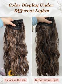 4Pcs  Clip in Hair Extensions Clip in Long Wavy Extensions Thick Long Hairpieces for Women Full Head 20 Inch Dark Brown with Auburn Brown Highlights