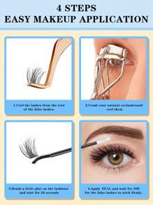 SANISHI Sanishi Lashes Eyelash Curler, 144pcs D-Curl 9-16mm Length, Faux Mink Individual Eyelash Clusters, Narrow & Thick Stem Eyelash Curler With Applicator, Glue & Sealer, Eyelash Curling Kitlash Clusters Kit,Lashes,Eyelashes,Fake Lashes