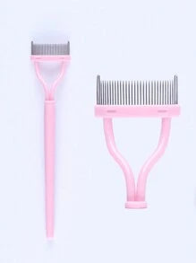 1pc Pink Steel Needle Eyelash Brush Set With Stainless Steel Fine-Tooth Portable Eyelash Curler Assist Tool, Eye Makeup Tool, False Eyelash Comb Tool