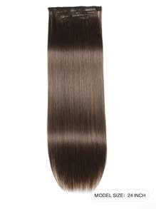 Clip In Hair Extensions, LONAI 6PCS 24" Long Black Brown With Highlight Straight Synthetic Clip On Hairpiece For Women Natural Hair For Daily Use Cosplay Party