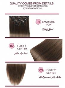 Clip In Hair Extensions, LONAI 6PCS 24" Long Black Brown With Highlight Straight Synthetic Clip On Hairpiece For Women Natural Hair For Daily Use Cosplay Party