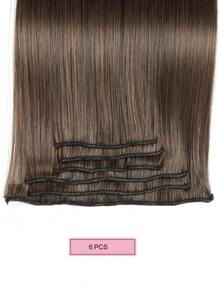 Clip In Hair Extensions, LONAI 6PCS 24" Long Black Brown With Highlight Straight Synthetic Clip On Hairpiece For Women Natural Hair For Daily Use Cosplay Party