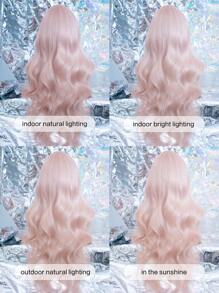 alicegarden Shaped Lace 4*1 ,Anterior Forehead Lace Long  Wavy Wigs Hair, Center Split Wig,Anterior Forehead Pink Lace- 30 Inch Semi Woven Daily Natural, Smooth And Realistic Wig(Excluding Accessories)