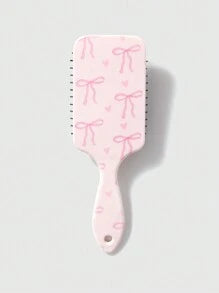 ROMWE Kawaii 1pc Pink Bowknot Designed Hair Cushion Comb, Anti-Static Smooth Massage Paddle Hair Brush For Home Use