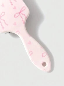 ROMWE Kawaii 1pc Pink Bowknot Designed Hair Cushion Comb, Anti-Static Smooth Massage Paddle Hair Brush For Home Use