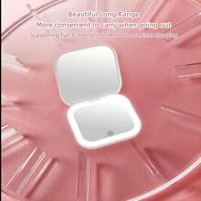 High-Definition  Mirror Magnification Patch Mirror Three Level Dimming Portable Flip Cover Circular Folding LED Makeup Mirror With One Side Enlarged 2X Beauty Mini USB Light Emitting Charging Small Mirror