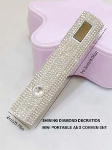 One USB Rechargeable Handheld Nail Lamp With Diamond Inlay And LED LCD Display Screen, Easy To Control Curing Time; Handheld Straight Design, Mini Portable Curing Lamp, Wearing Nail Curing Machine UV Therapy Machine, Hexagonal Diamond Model, Straight Nail