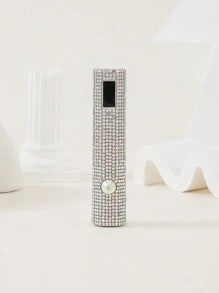 One USB Rechargeable Handheld Nail Lamp With Diamond Inlay And LED LCD Display Screen, Easy To Control Curing Time; Handheld Straight Design, Mini Portable Curing Lamp, Wearing Nail Curing Machine UV Therapy Machine, Hexagonal Diamond Model, Straight Nail