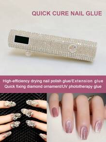One USB Rechargeable Handheld Nail Lamp With Diamond Inlay And LED LCD Display Screen, Easy To Control Curing Time; Handheld Straight Design, Mini Portable Curing Lamp, Wearing Nail Curing Machine UV Therapy Machine, Hexagonal Diamond Model, Straight Nail