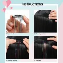 6Pcs Hair Tinsel Clip In 23.6Inch Glitter Tinsel Hair Extensions Clip In Hair Tinsel Kit Heat Resistant Shiny Sparkle Fairy Hair Accessories For Women (Pink)