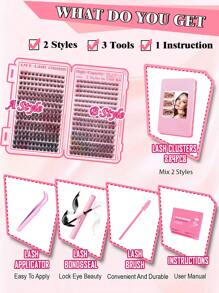 384PCS Individual Lash Clusters D Curl 10-16mm Mixed DIY Lash Clusters Natural Look&Wispy&Dense&Long-Lasting DIY Eyelash Extension Kit With Bond And Seal&Tweezers For Beginner Use At Home Or On-The-Go For Daily Life&Party&Music Festival Lash Clusters Kit,
