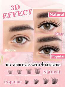 384PCS Individual Lash Clusters D Curl 10-16mm Mixed DIY Lash Clusters Natural Look&Wispy&Dense&Long-Lasting DIY Eyelash Extension Kit With Bond And Seal&Tweezers For Beginner Use At Home Or On-The-Go For Daily Life&Party&Music Festival Lash Clusters Kit,