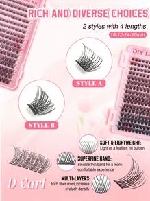 384PCS Individual Lash Clusters D Curl 10-16mm Mixed DIY Lash Clusters Natural Look&Wispy&Dense&Long-Lasting DIY Eyelash Extension Kit With Bond And Seal&Tweezers For Beginner Use At Home Or On-The-Go For Daily Life&Party&Music Festival Lash Clusters Kit,