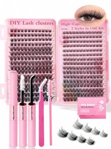 384PCS Individual Lash Clusters D Curl 10-16mm Mixed DIY Lash Clusters Natural Look&Wispy&Dense&Long-Lasting DIY Eyelash Extension Kit With Bond And Seal&Tweezers For Beginner Use At Home Or On-The-Go For Daily Life&Party&Music Festival Lash Clusters Kit,