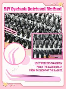 640PCS Individual Lash Clusters Large Capicity 30D+40D+50D D Curl 9-16mm Mixed DIY Lash Clusters Natural Look&Extra Thick&Wispy&Mega Volume Reusable DIY Eyelash Extension Kit With Makeup Tool Tweezers&Brushes For Beginner Use At Home Or On-The-Go For Dail
