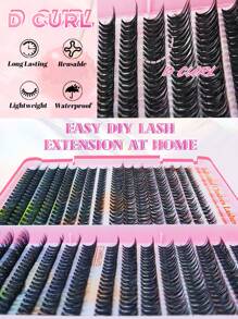 640PCS Individual Lash Clusters Large Capicity 30D+40D+50D D Curl 9-16mm Mixed DIY Lash Clusters Natural Look&Extra Thick&Wispy&Mega Volume Reusable DIY Eyelash Extension Kit With Makeup Tool Tweezers&Brushes For Beginner Use At Home Or On-The-Go For Dail